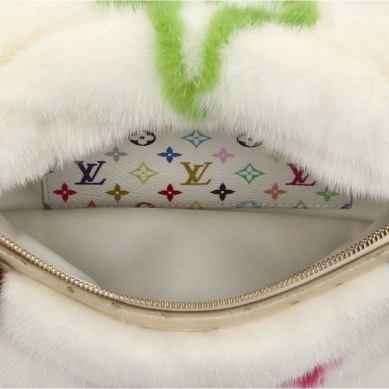 LOUIS VUITTON Monogram Multicolor Mink Fur Waist Body Bag LV × TM / Bum Bag