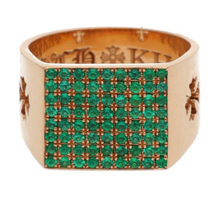 Chrome Hearts PAVE Emerald/Gold Ring 22K CIGAR BAND RING PAVE / Cigar Band