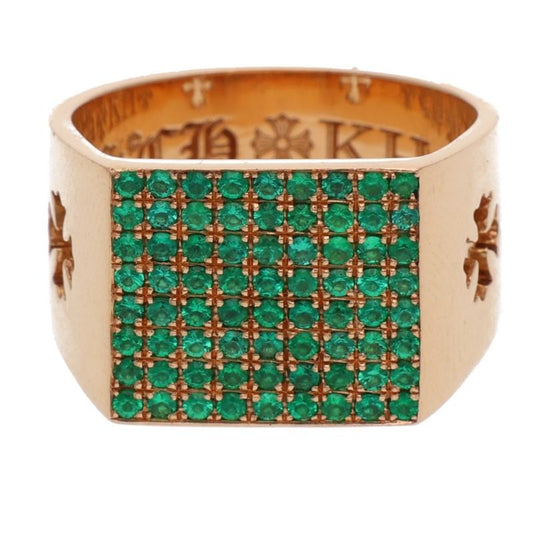 Chrome Hearts PAVE Emerald/Gold Ring 22K CIGAR BAND RING PAVE / Cigar Band