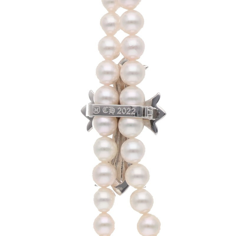 Chrome Hearts CH Cross Pearl White Gold Necklace Mikimoto