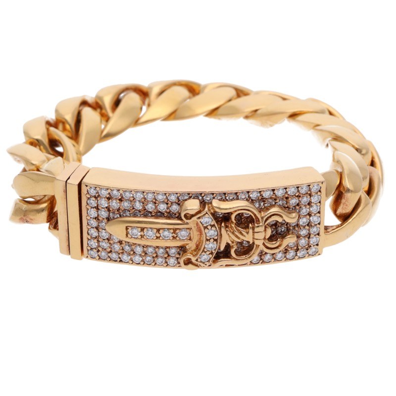 Chrome Hearts PAVE Diamond/Gold Bracelet 22K ID DAGGER P/D/Dagger