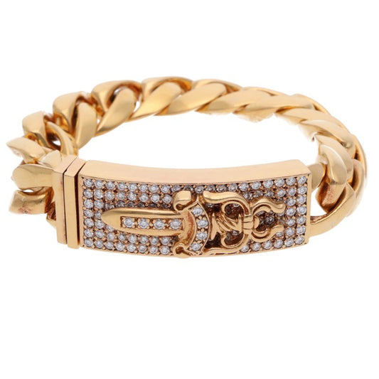 Chrome Hearts PAVE Diamond/Gold Bracelet 22K ID DAGGER P/D/Dagger