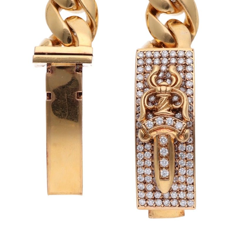 Chrome Hearts PAVE Diamond/Gold Bracelet 22K ID DAGGER P/D/Dagger