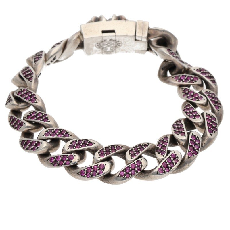 Chrome Hearts PAVE Pink Sapphire/Silver Bracelet BOX CLSC SML CH X P/SAP/BOX CHX Small