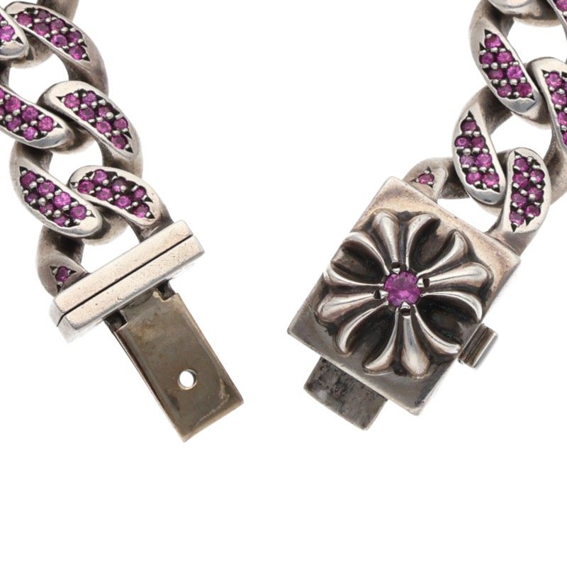 Chrome Hearts PAVE Pink Sapphire/Silver Bracelet BOX CLSC SML CH X P/SAP/BOX CHX Small