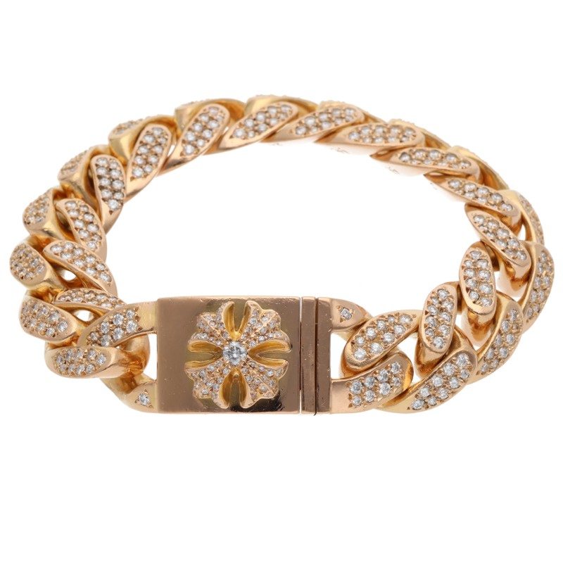 Chrome Hearts PAVE Diamond Gold Bracelet 22K BOX CLSC CHX P/DIA