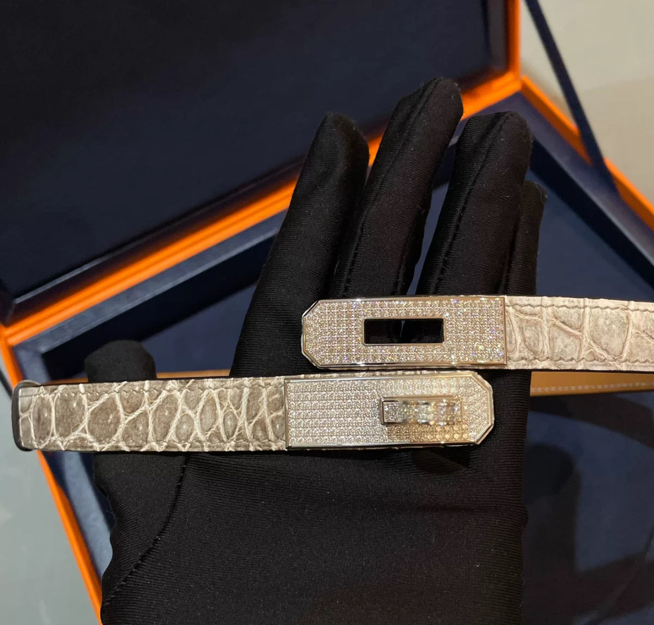 Hermes Diamond Himalaya Kelly Belt