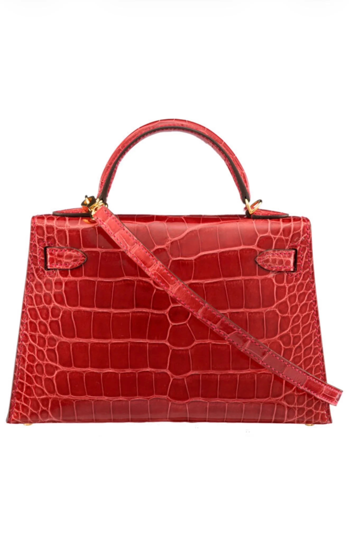 Rare** Hermès Mini Kelly 20 Shiny Braise Alligator leather with Gold Hardware