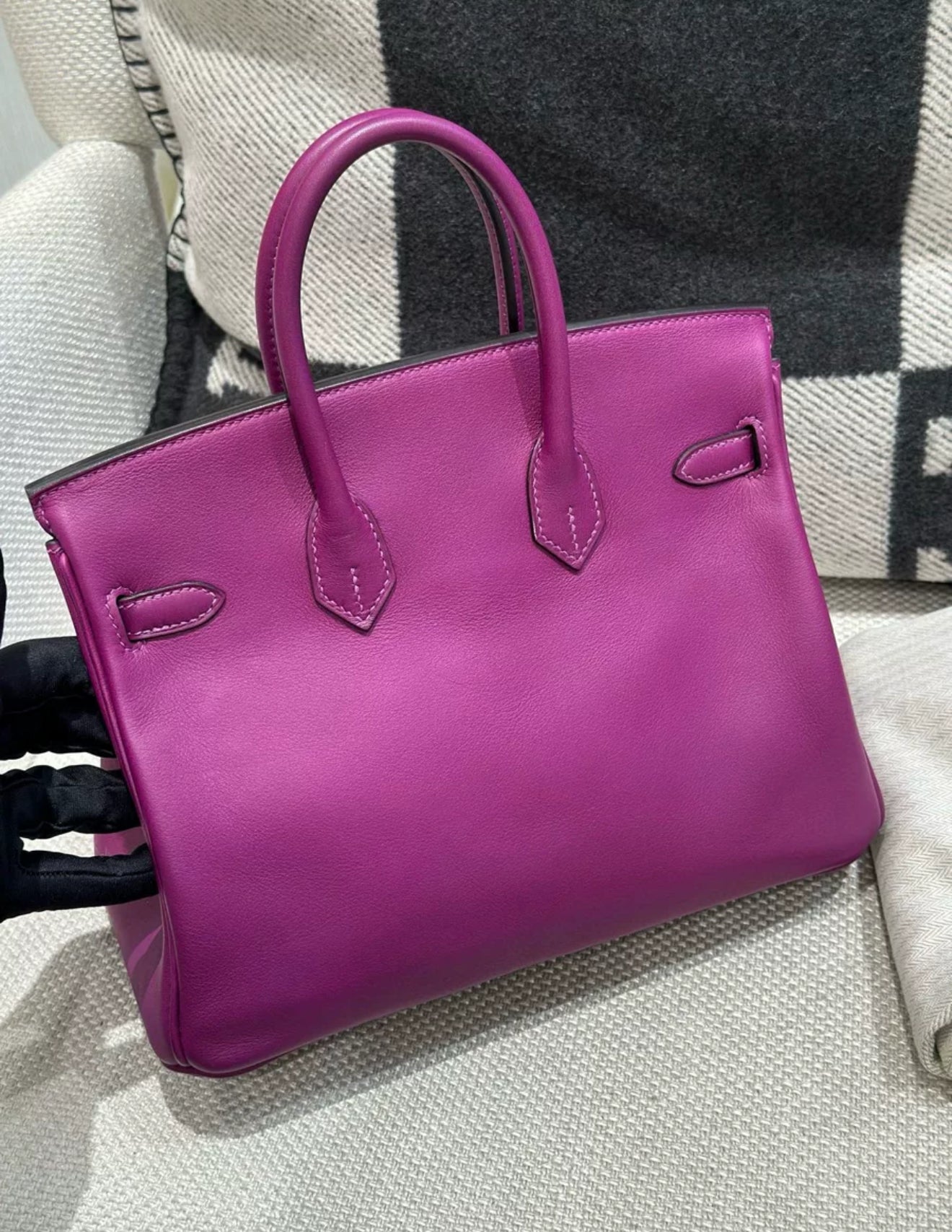 Hermes Birkin 25 Anemone Purple Swift Leather Gold Hardware Handbag