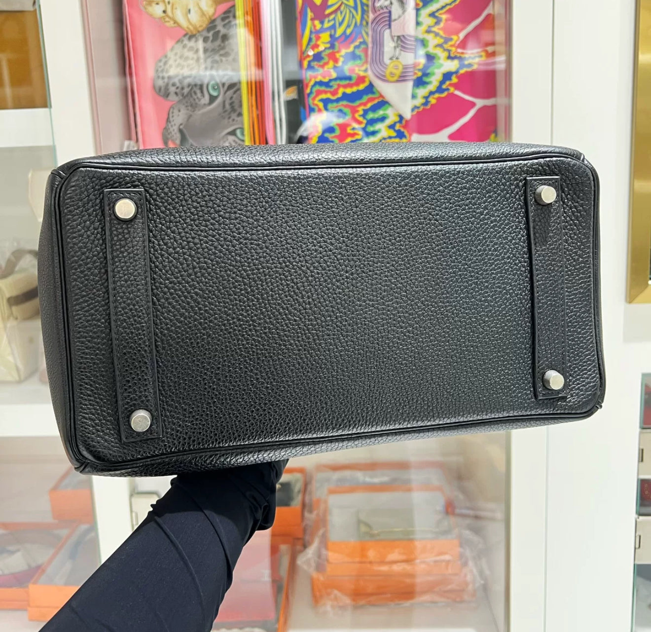Hermes Birkin HAC 32 Black Togo Leather Palladium Hardware