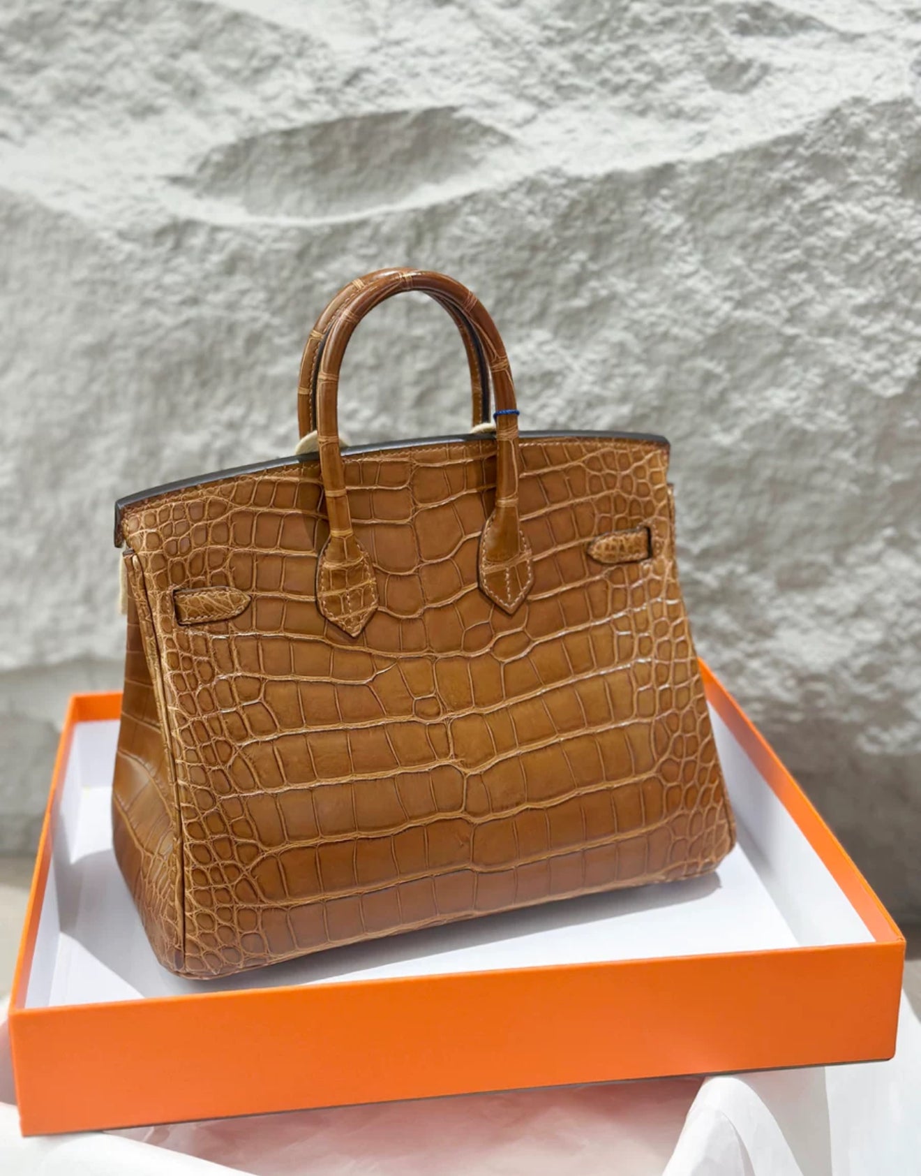 HERMÈS BIRKIN 25 GOLD MATTE ALLIGATOR PALLADIUM HARDWARE