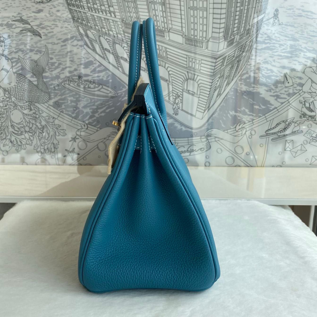 Hermes Birkin 25 blue jean Togo leather Gold hardware