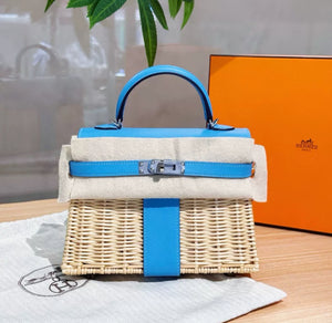 Hermès Kelly Mini Picnic Bleu Swift Leather Palladium Hardware