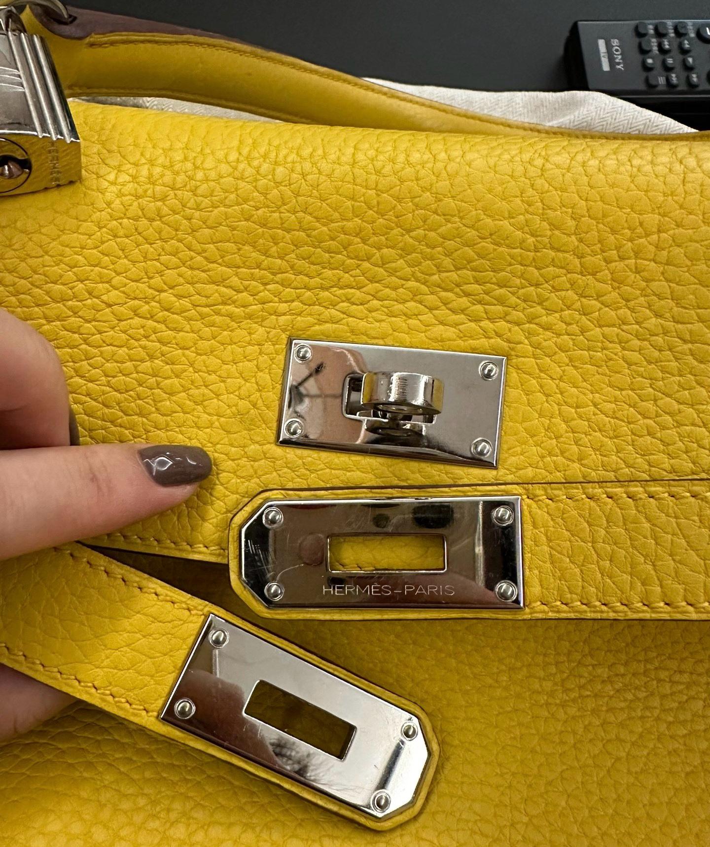 Hermes Shoulder Kelly Yellow Togo Leather Palladium Hardware