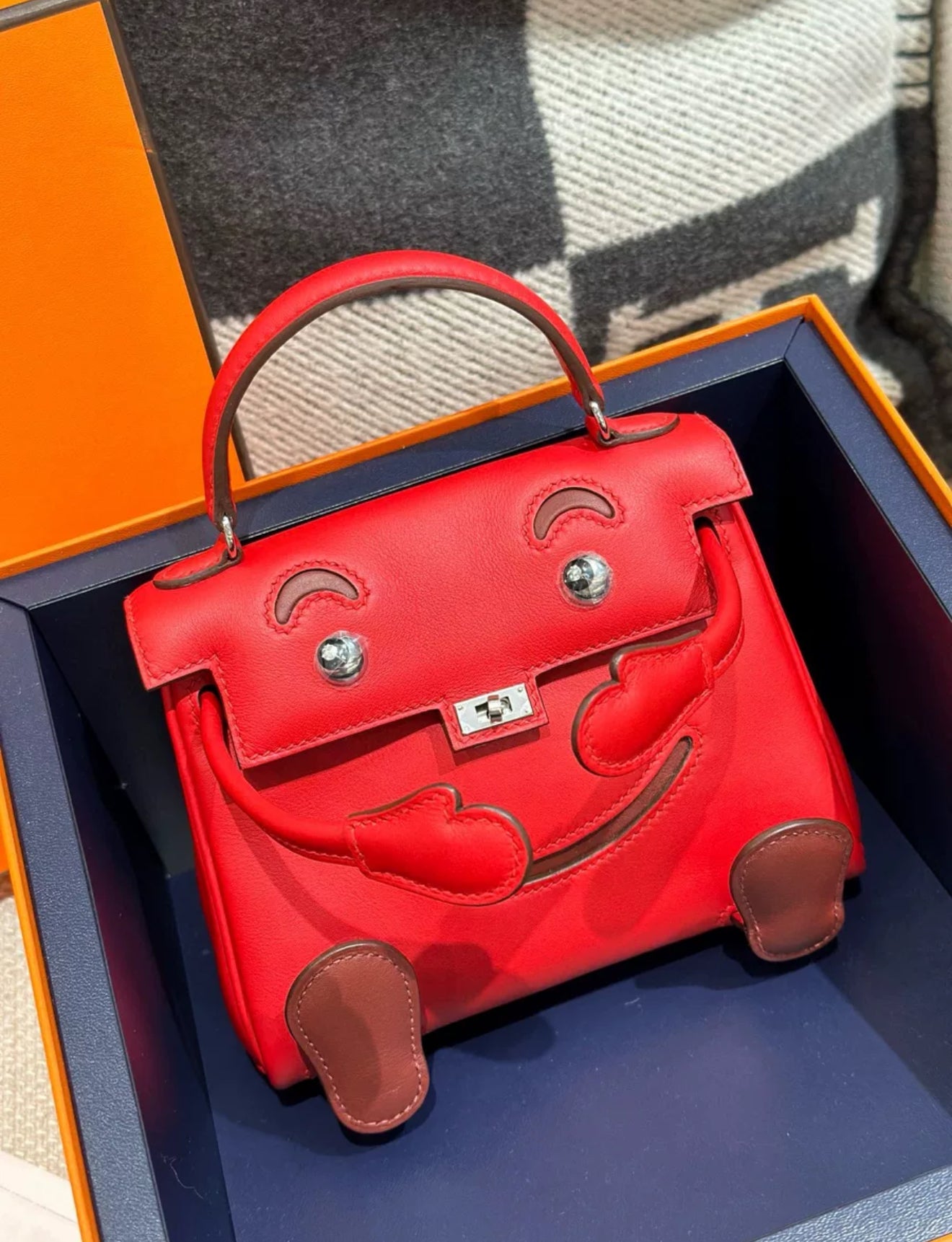 Hermes kelly doll Red Swift leather with Palladium Hardware