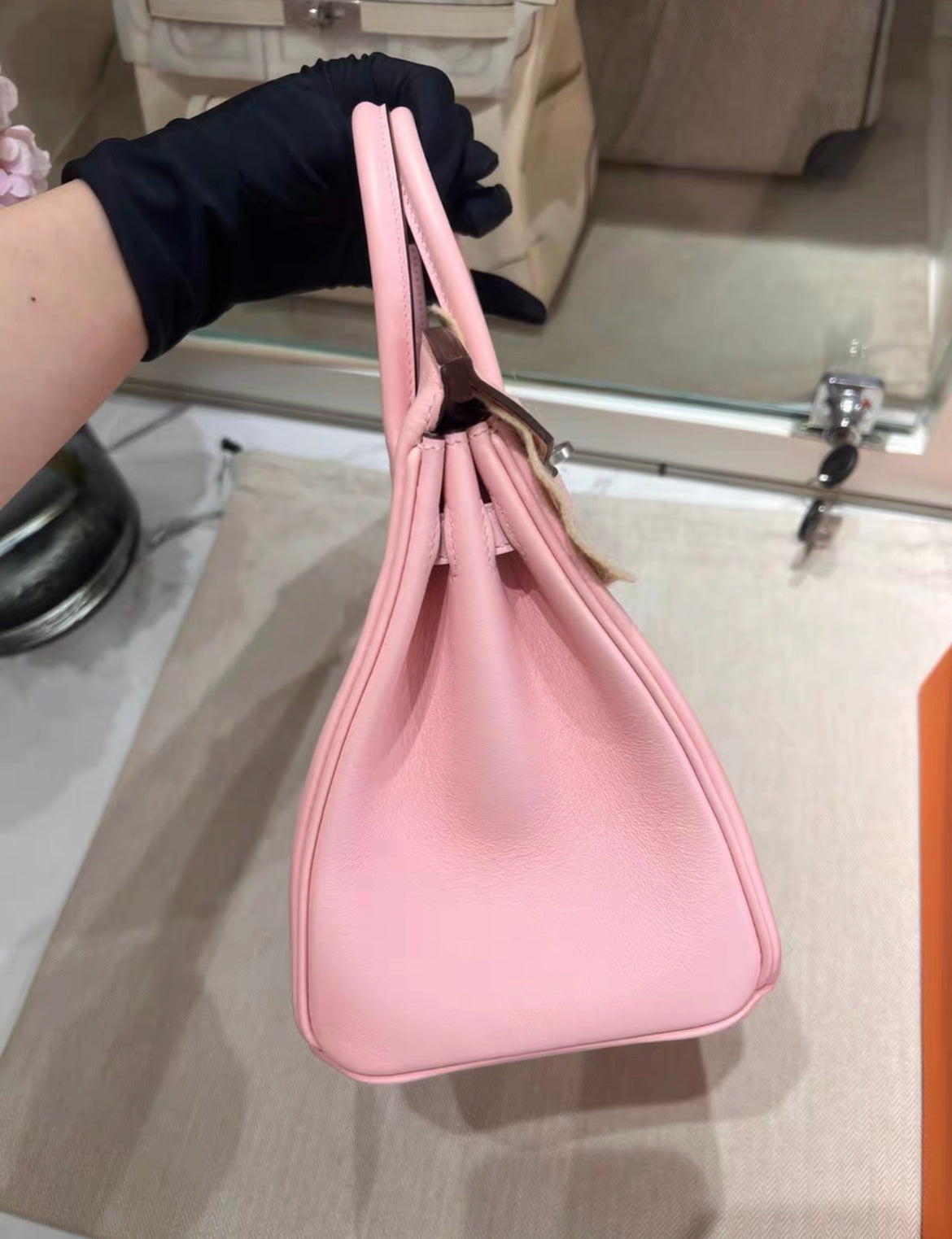 Hermes Birkin 25 Rose Sakura Pink Swift Palladium Hardware Handbag