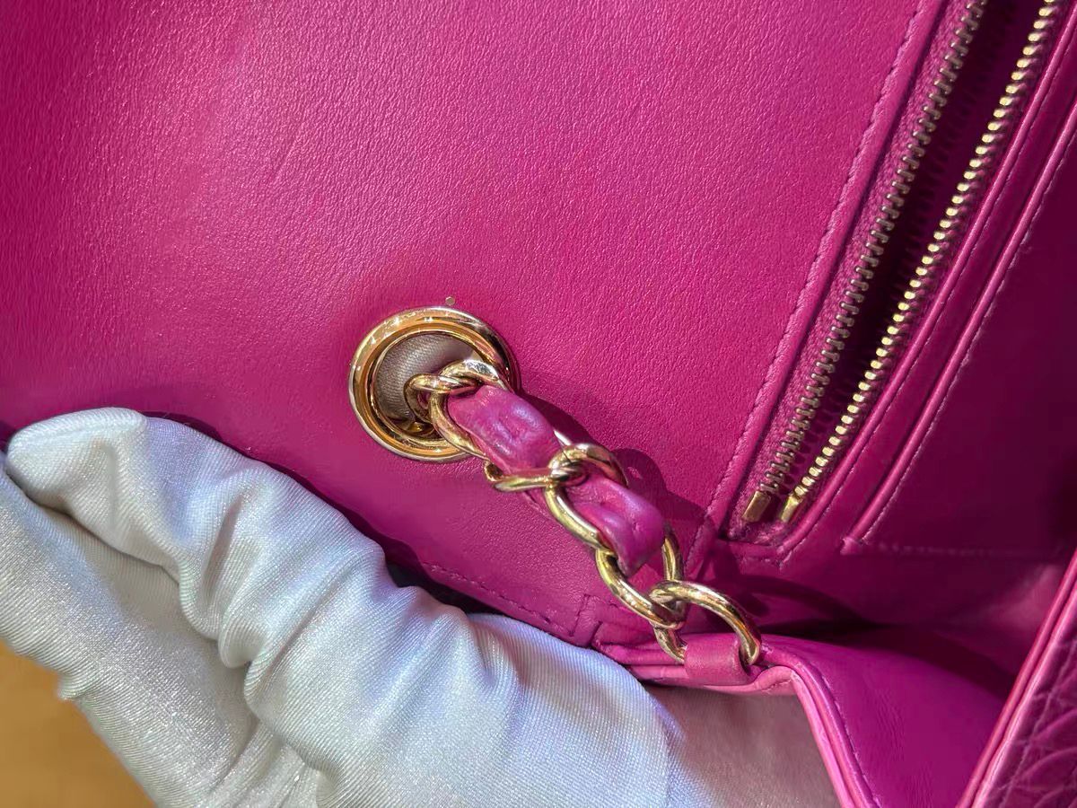 Chanel pink Alligator leather mini flap gold hardware