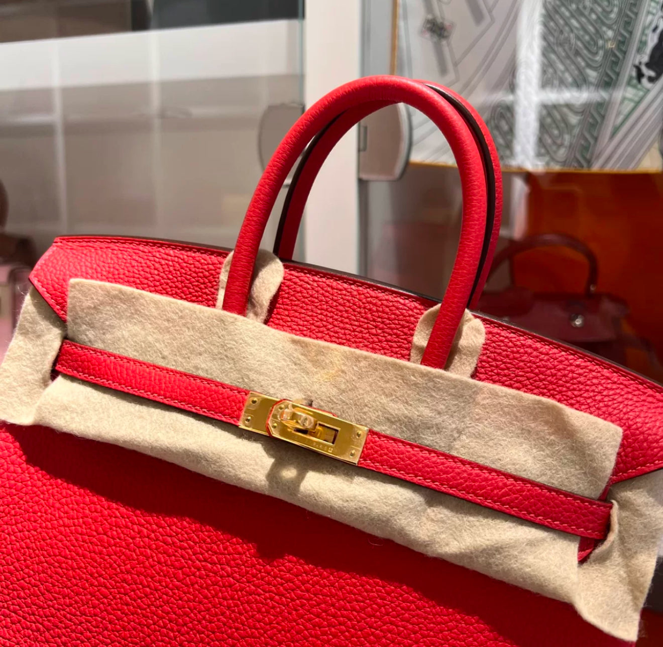 HERMES BIRKIN 25 ROUGE DE COEUR TOGO LEATHER GOLD HARDWARE