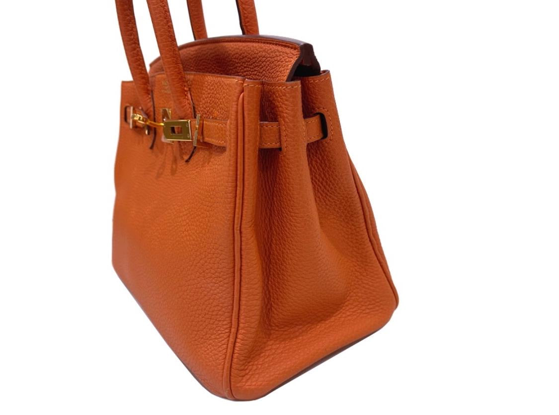 Hermes Birkin 25 Orange Togo Leather Gold Hardware