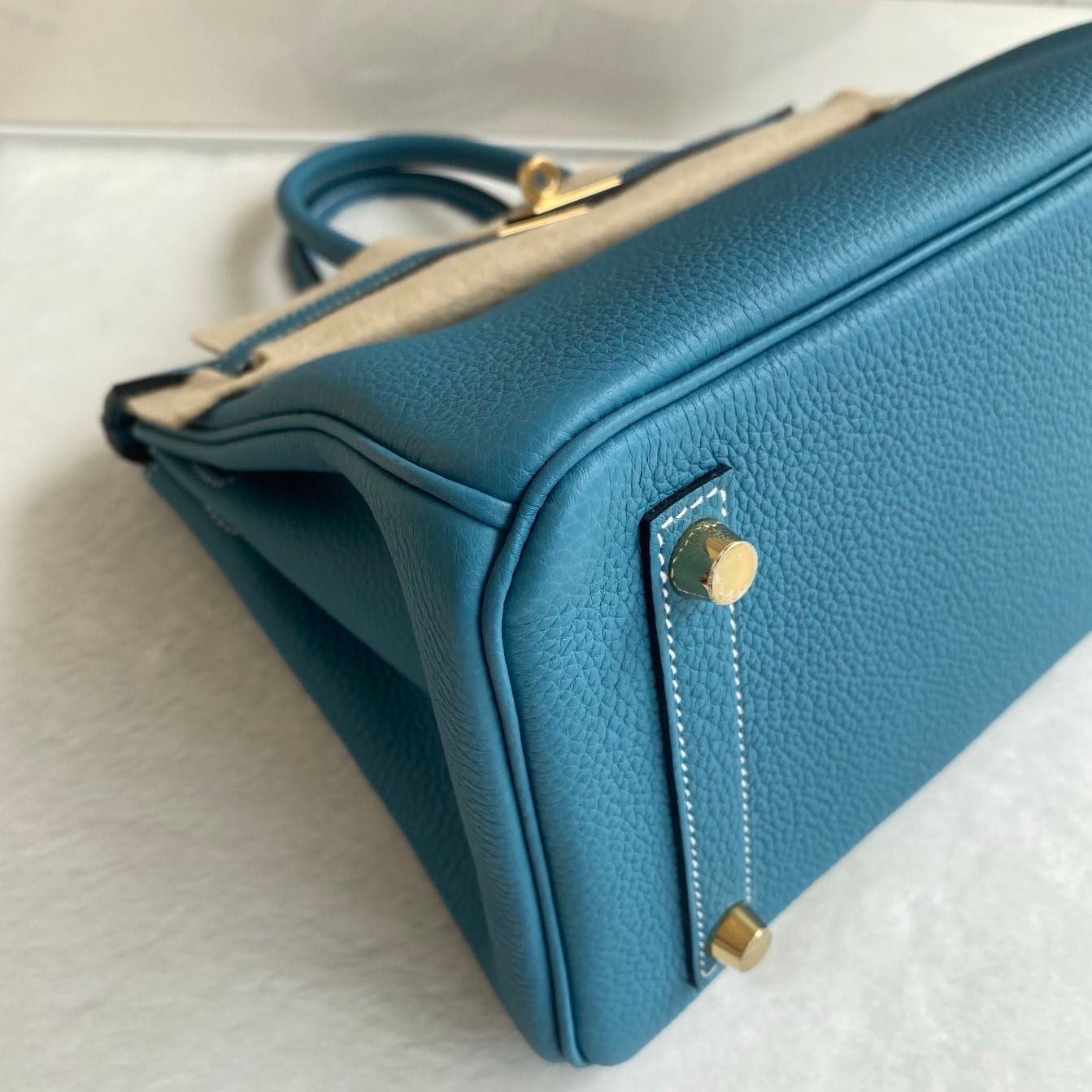 Hermes Birkin 25 blue jean Togo leather Gold hardware
