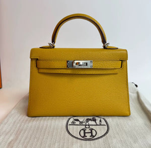 Hermès Kelly 20 Sellier Mini Jaune De Naples Epsom Leather Palladium Hardware
