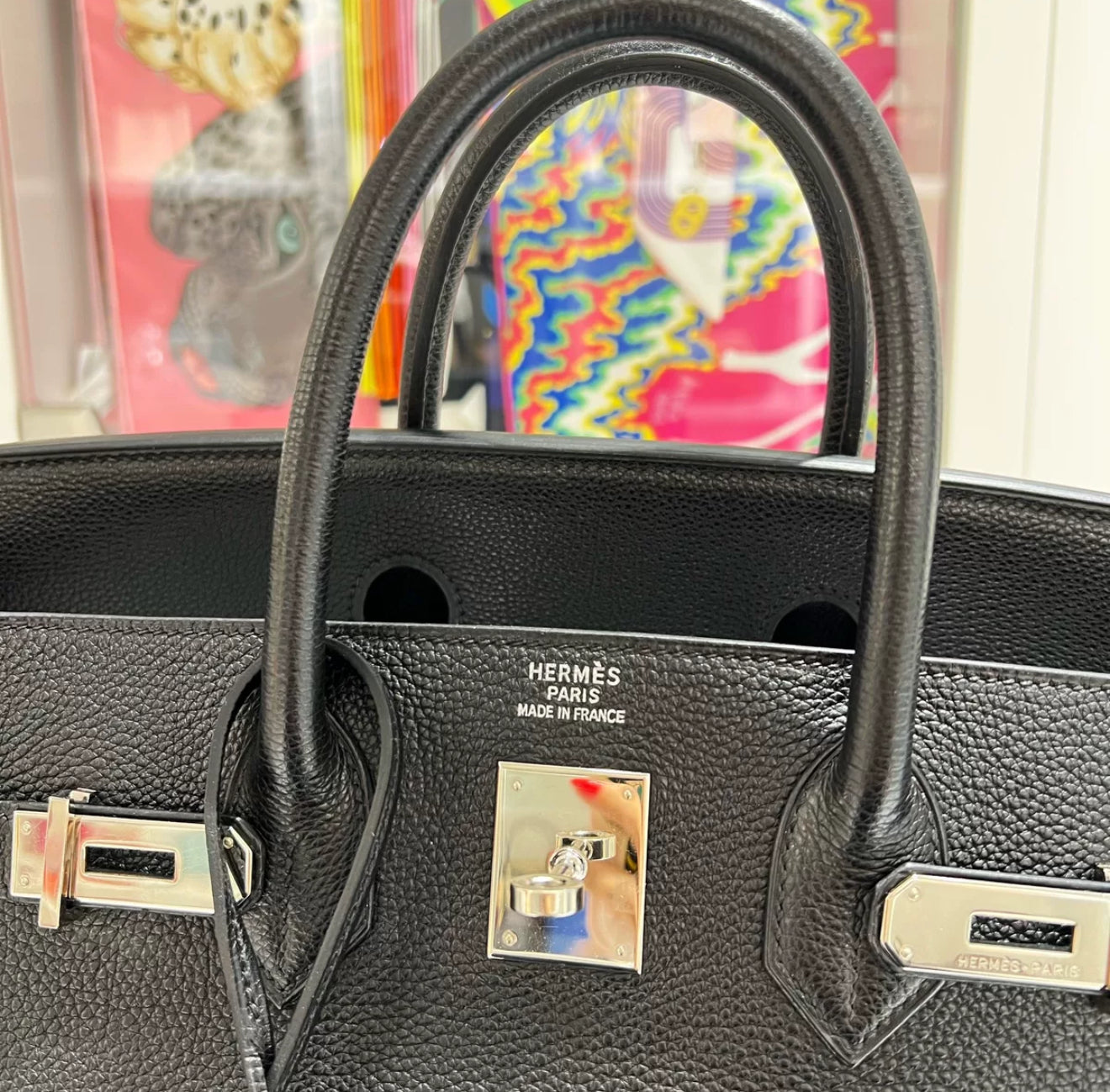 Hermes Birkin HAC 32 Black Togo Leather Palladium Hardware