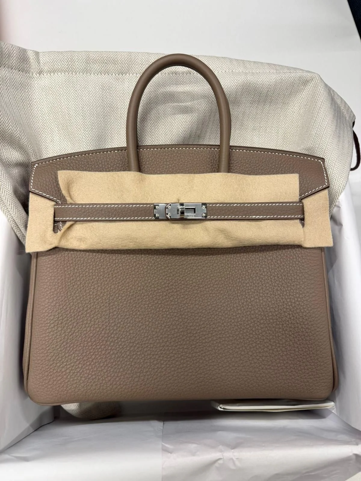 Hermes Birkin 25 Etoupe Togo Palladium hardware