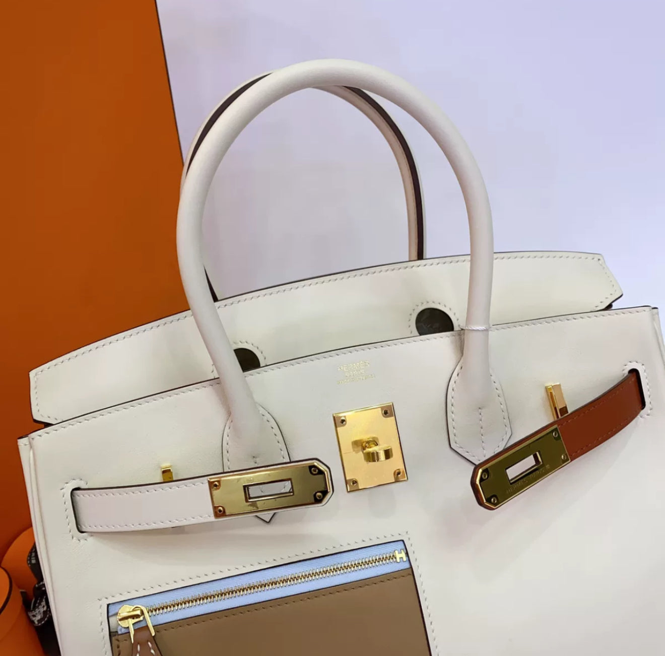 Hermès Birkin 30 Limited Edititon Swift Colormatic in Nata, Cuivre, Lime, Mauve Sylvestre, Bleu Brume and Chai Gold Hardware