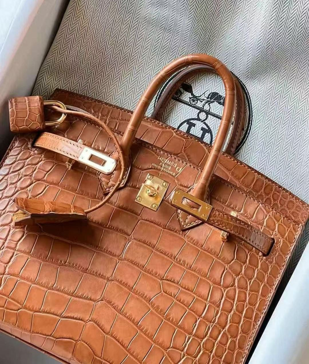 Hermes Birkin 20 Gold Matte Alligator leather gold hardware