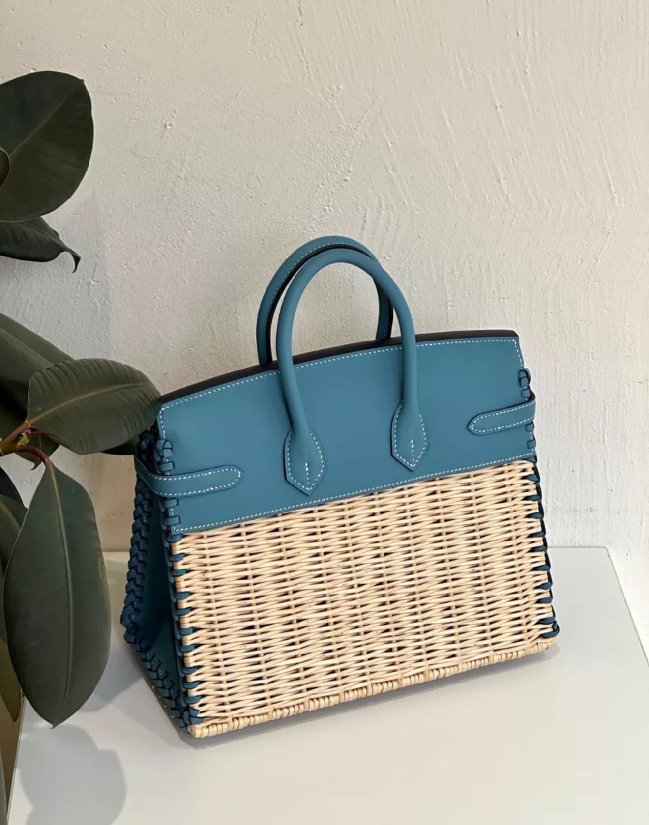 Limited Edition Hermes Birkin 25 Picnic Blue Jean Palladium Hardware