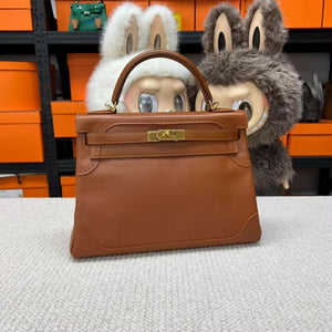 Hermes Kelly Ghillies bag 35 Retourne　Fauve Tadelakt leather gold hardware