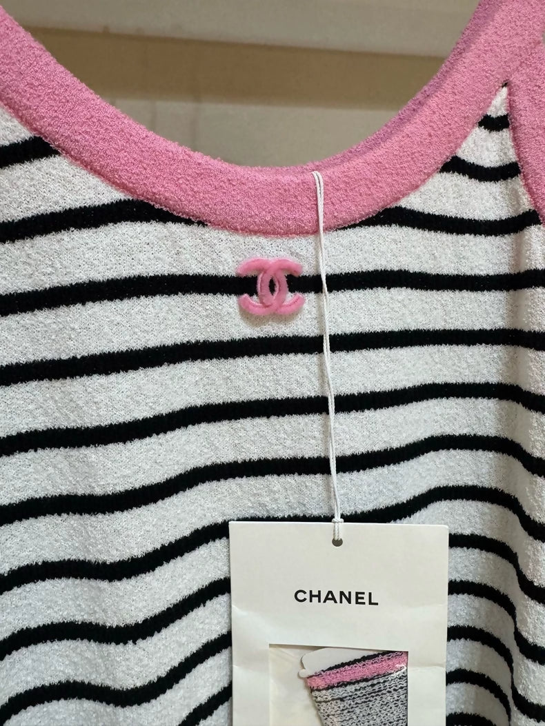 Chanel 24S pink striped dress