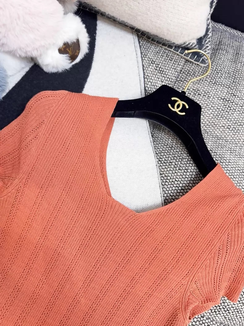 Chanel orange knit top
