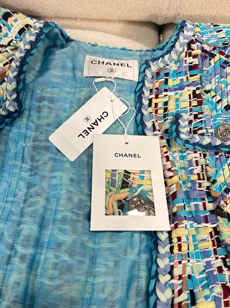 2017 Chanel Cuba Collection Blue tweed Jacket