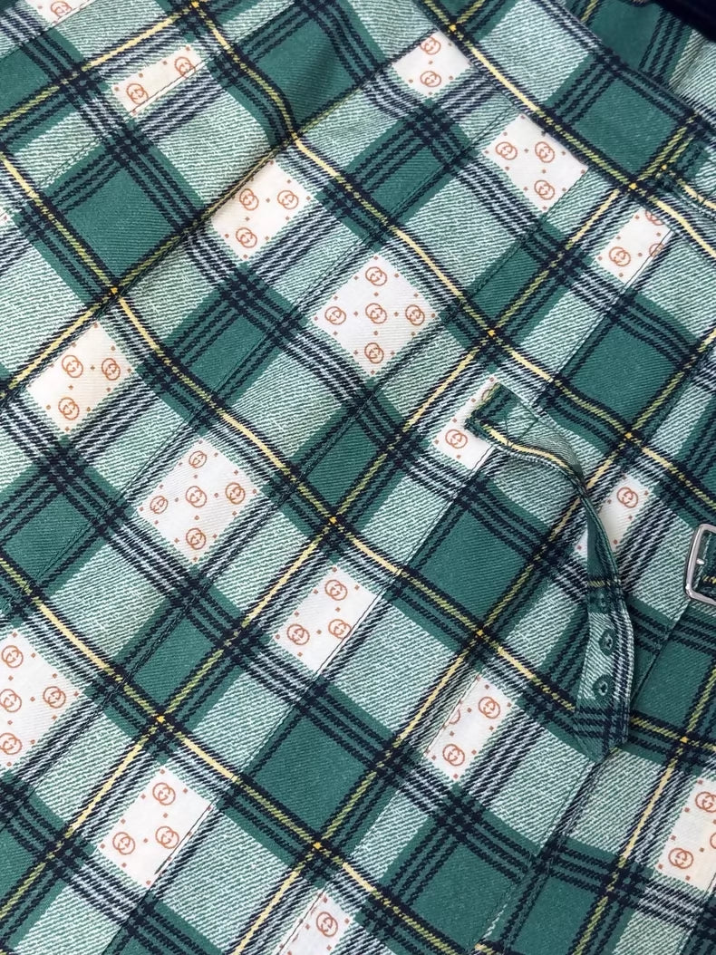 Gucci green plaid wool skirt