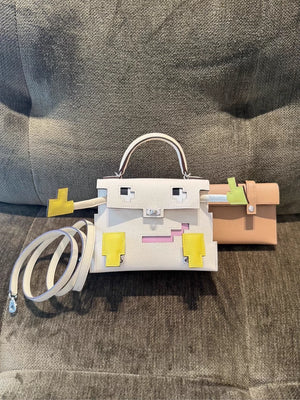 Hermès Kellydole Picto Epsom Nata / Lime / Mauve Sylvestre / Chai palladium hardware