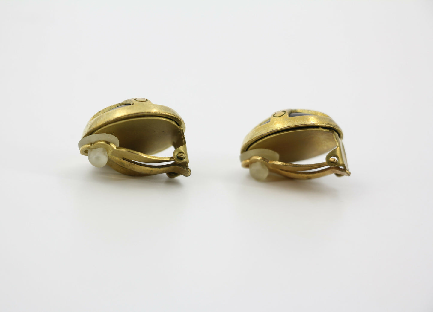Chanel Vintage 94A Gold-plated Resin Gold and Black Cross Clip-on Earrings
