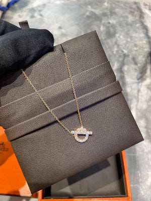 Hermes 18k Rose Gold Full Diamond Necklace