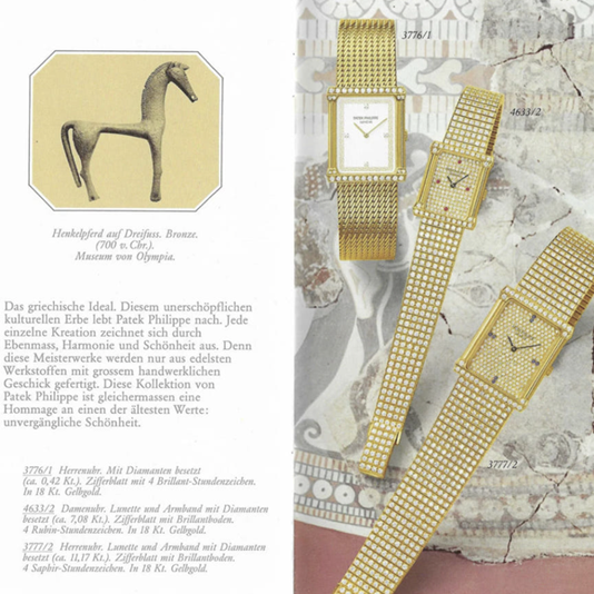 Patek Philippe Legreck 4633 Greek Goddess Original Diamond Full Pavé Vintage Womens Gold Watch 1980s