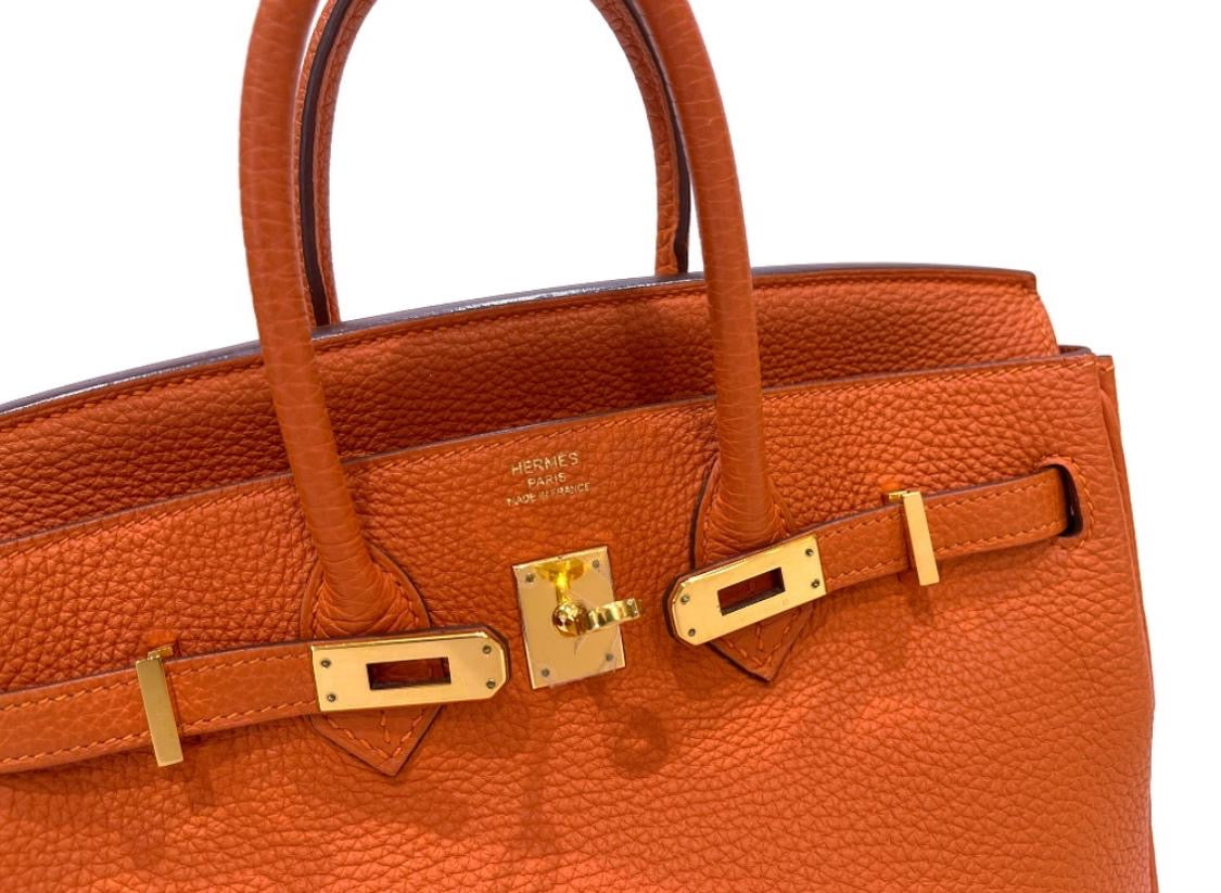 Hermes Birkin 25 Orange Togo Leather Gold Hardware