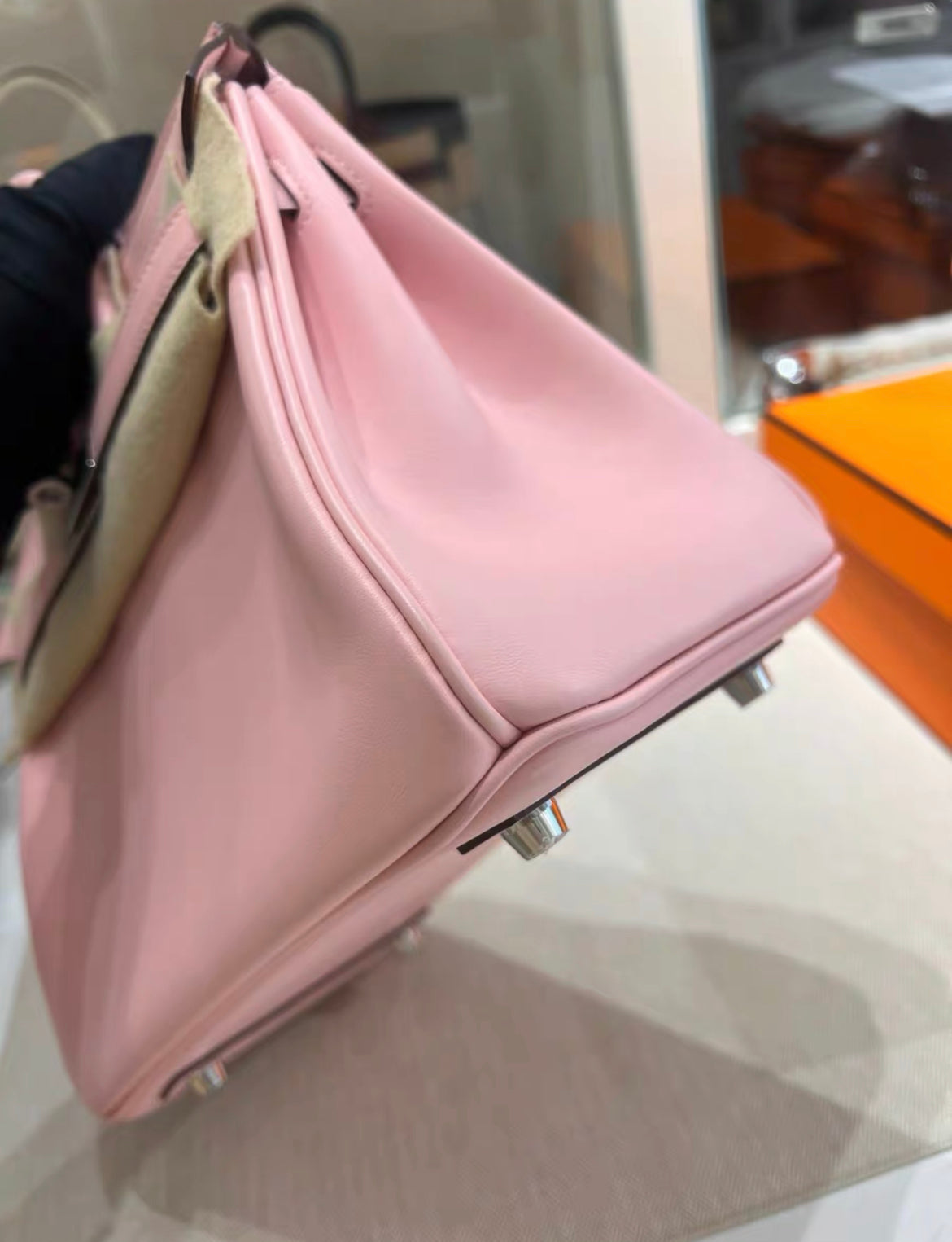 Hermes Birkin 25 Rose Sakura Pink Swift Palladium Hardware Handbag