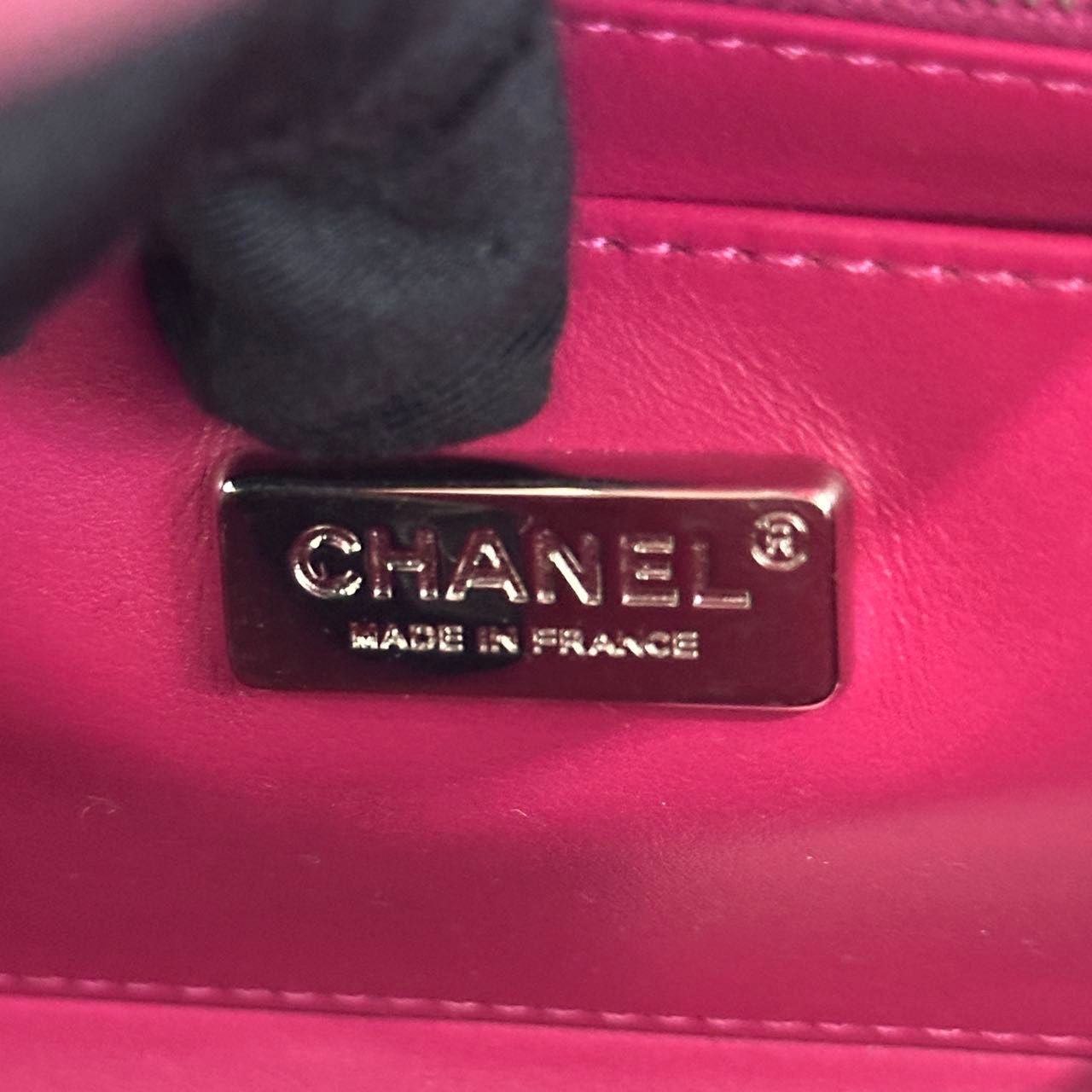 Chanel pink Alligator leather mini flap silver hardware