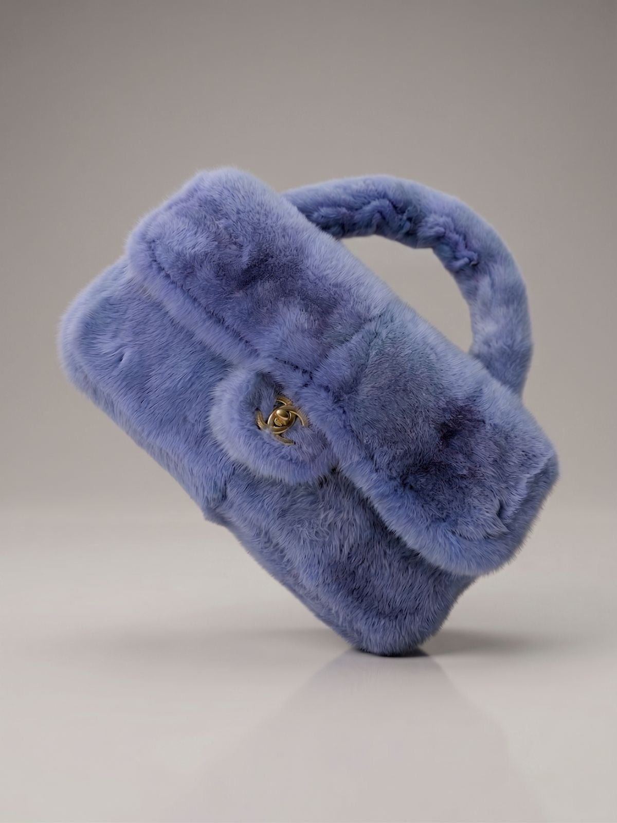 Chanel Vintage 1994 ice blue Mink Fur Top Handle Bag
