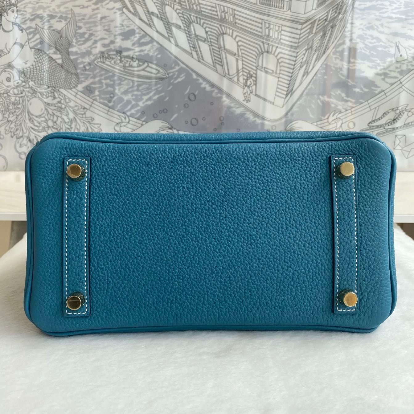 Hermes Birkin 25 blue jean Togo leather Gold hardware