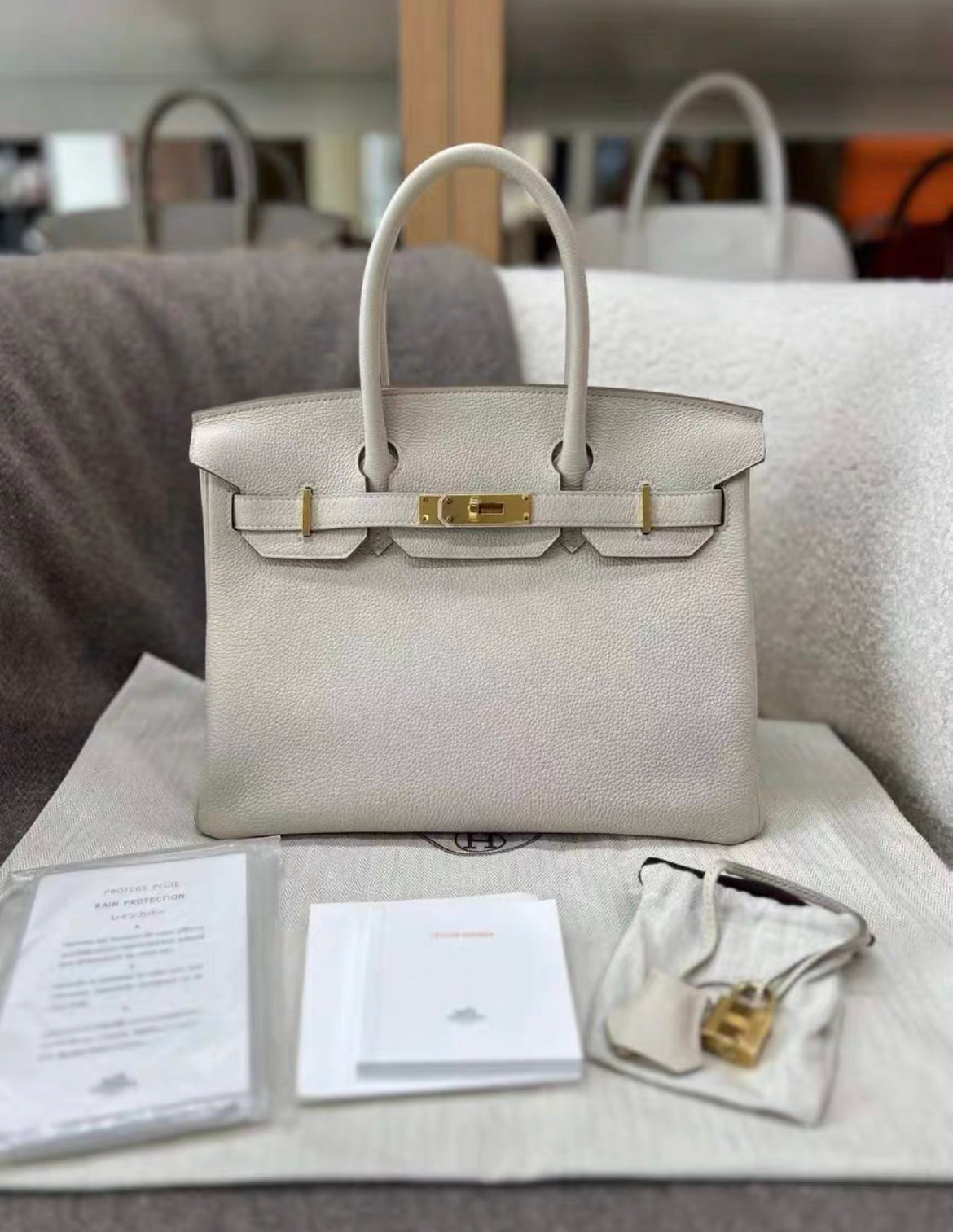 Hermes Birkin 30 Béton Togo leather Gold Hardware