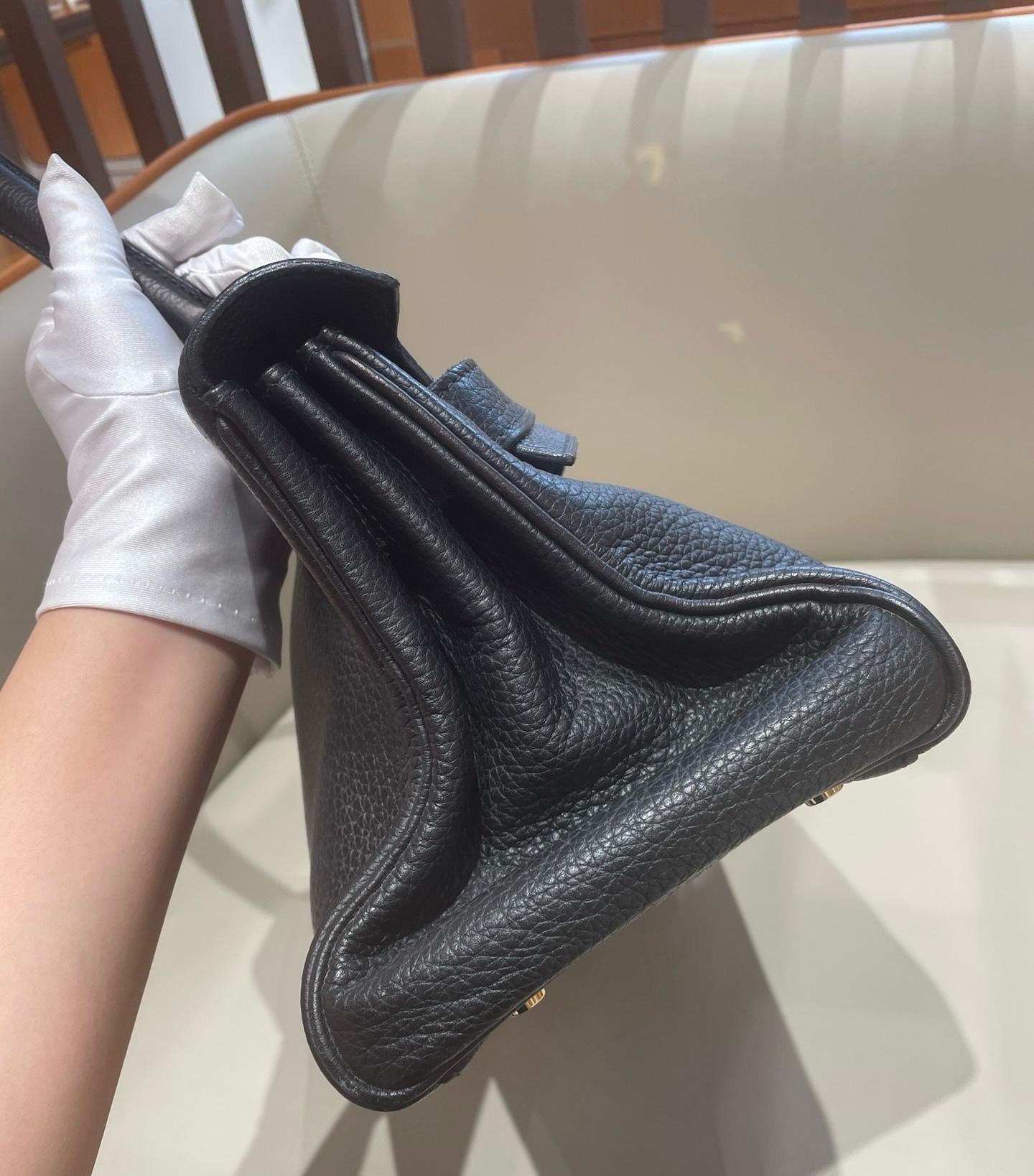 Hermes Kelly Shoulder Black Togo Leather Gold Hardware