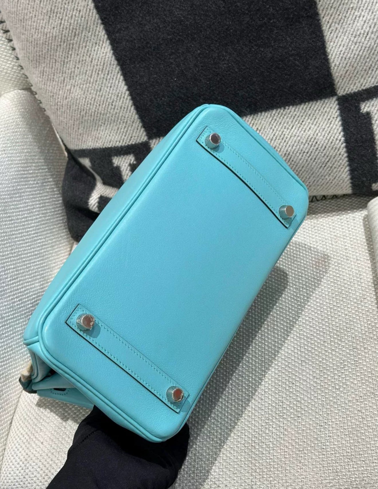 Hermes birkin 25 Bleu Atoll Swift leather Palladium Hardware