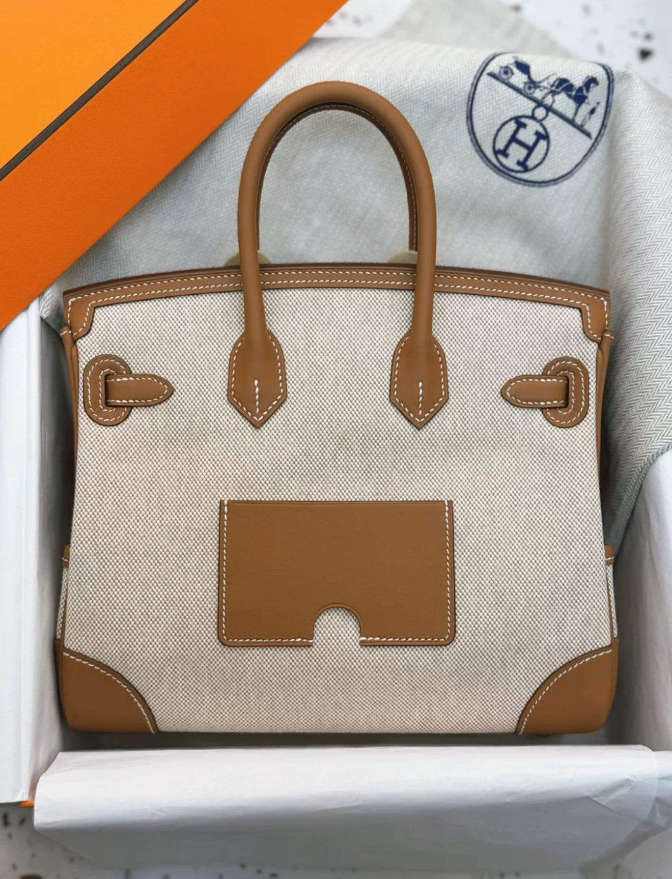 HERMÈS Limited Edition Birkin Cargo 25 in Gold Swift leather and Canvas with Palladium hardware