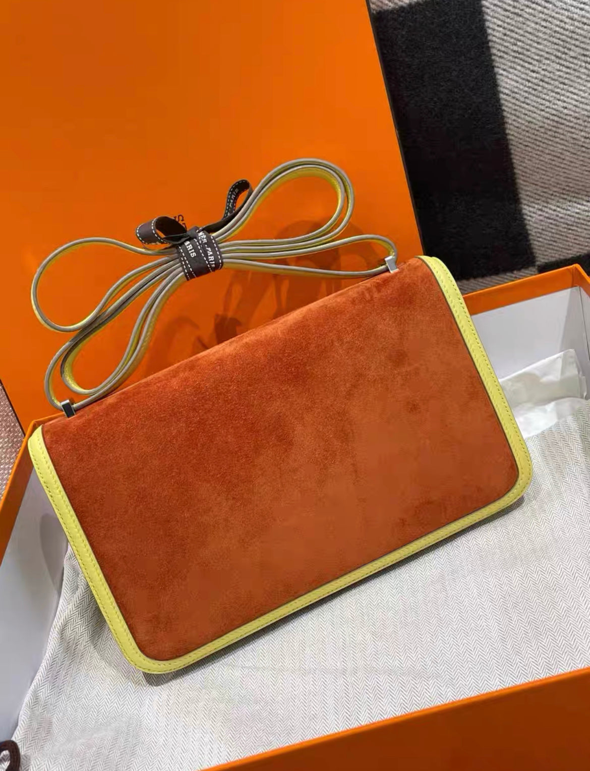 Hermès Elan Orange/Yellow Doblis Palladium Hardware