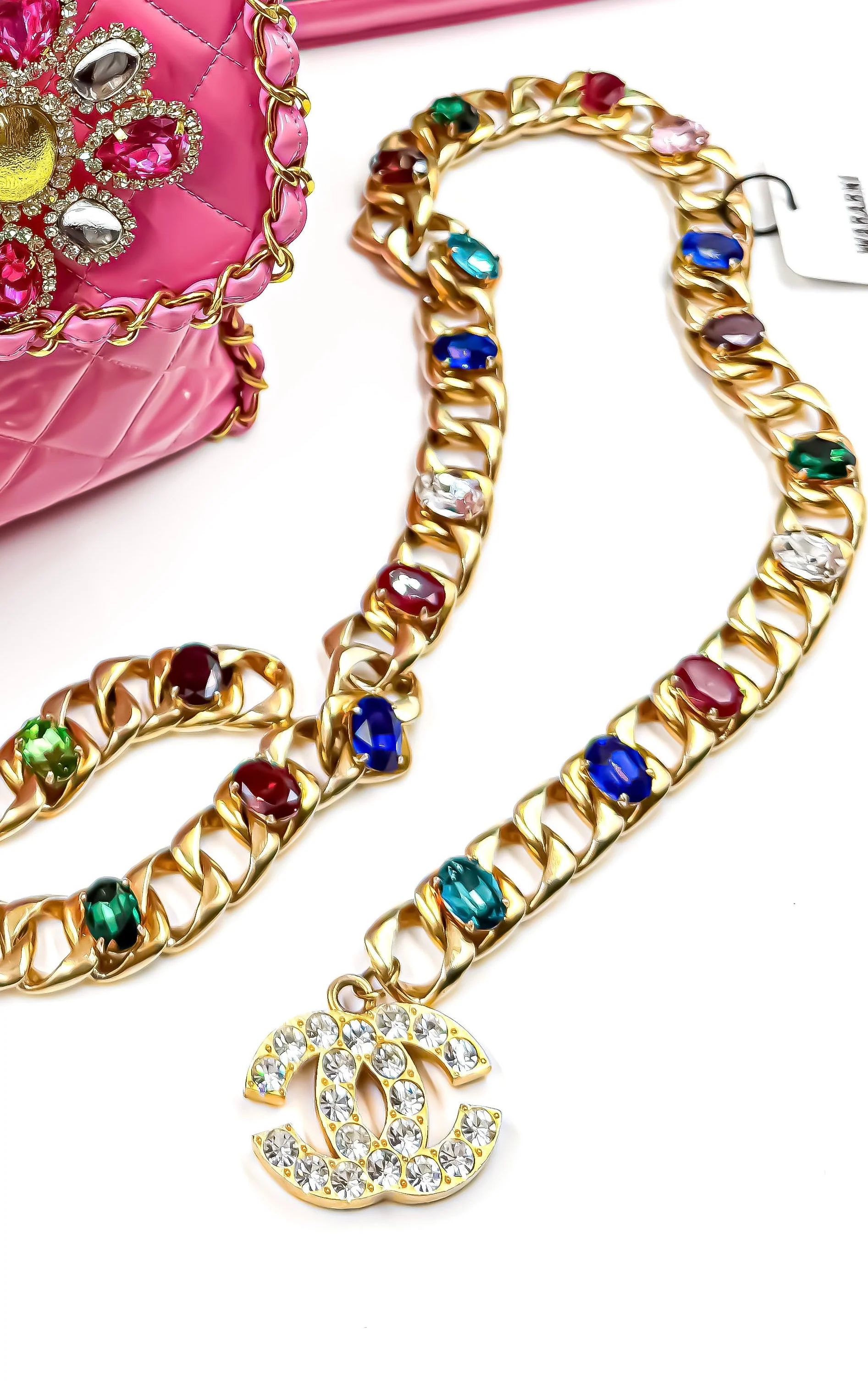 Chanel Vintage 1995 Spring/Summer Barbie Collection Multicolour Rhinestone Bijoux Belt